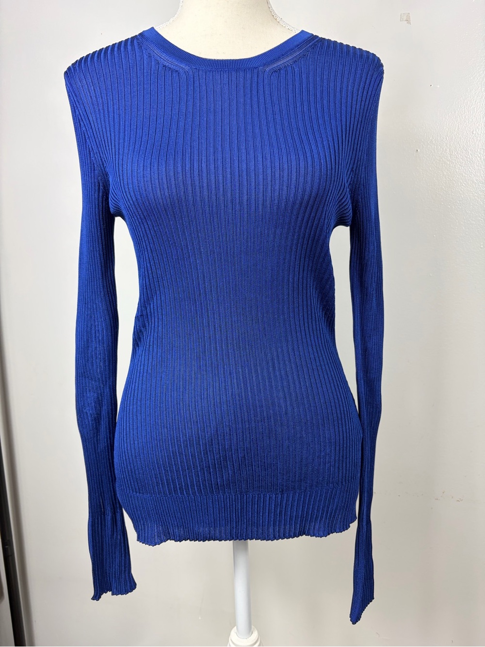 Hugo Boss Cobalt Blue Ribbed Long-Sleeve Women's Sweater sz M